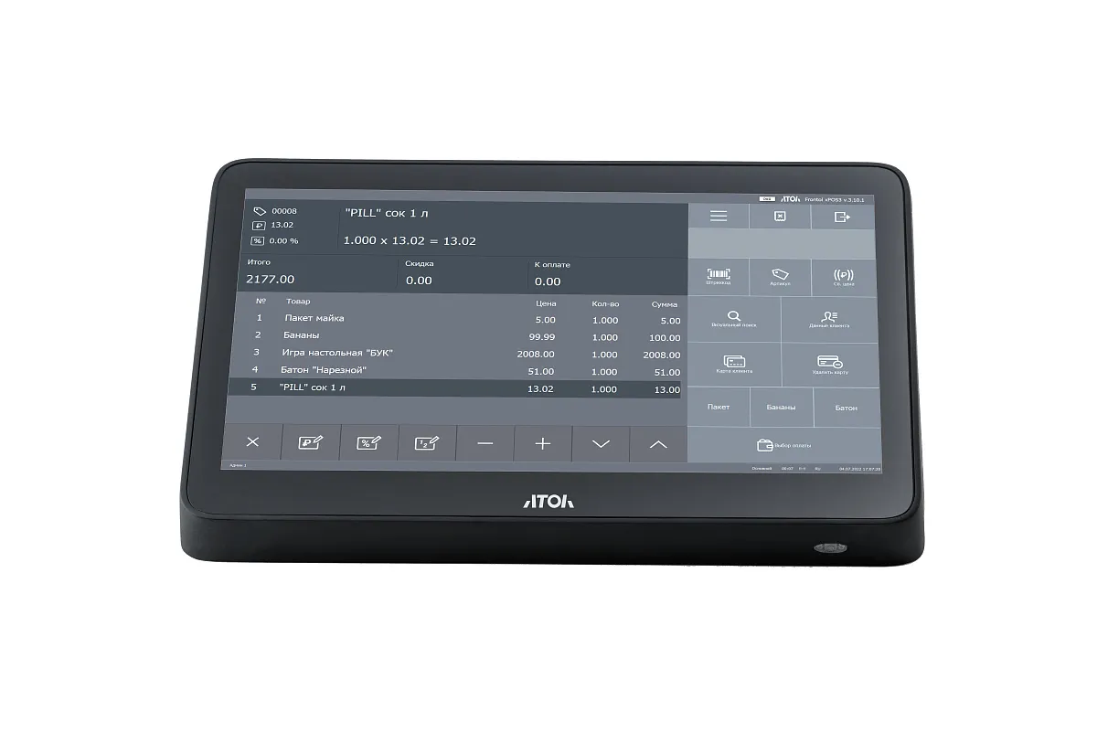 Сенсорный терминал АТОЛ Optima (11.6", J3455, 4 ГБ DDR3L, SSD 128 Гб M.2, без АКБ, без ОС). V7 Lite